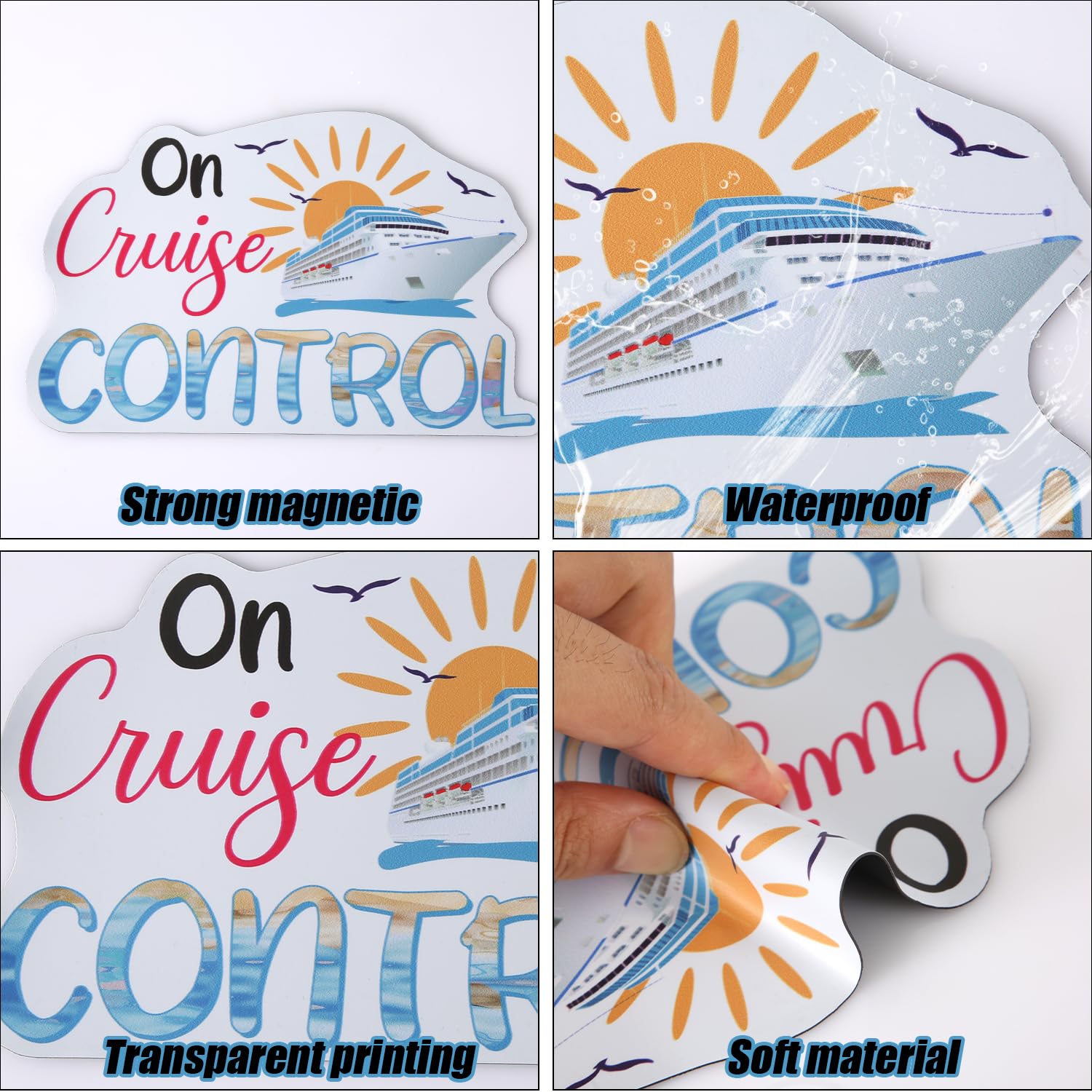 5pcs Family Cruise Magnets - 5 Styles Large Ship Door Magnets, Reusable for Cruise, Ship, Car, Refrigerator