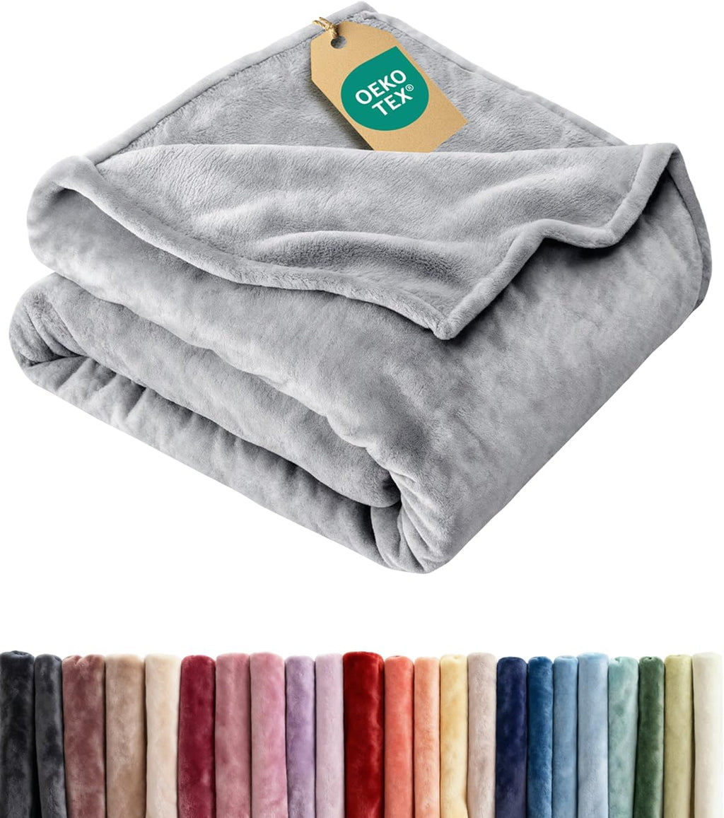 Ultra Soft Fleece Blanket | Queen Size Flannel Luxury - Lightweight, Warm & Breathable Grey Bedding