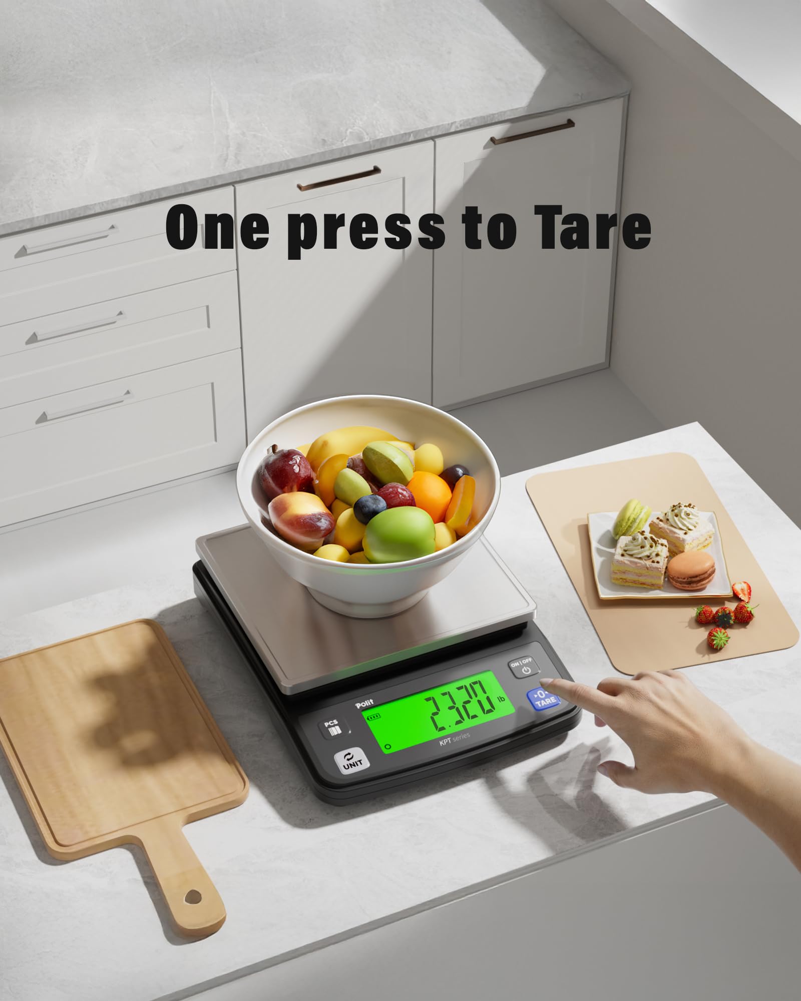 Polit KPT-EVO Digital Food Scale – 0.5g Precise Rechargeable Scale with Stainless Steel Tray, 13lb/6kg Capacity, Ideal for Baking, Coffee Brewing and Diet Tracking