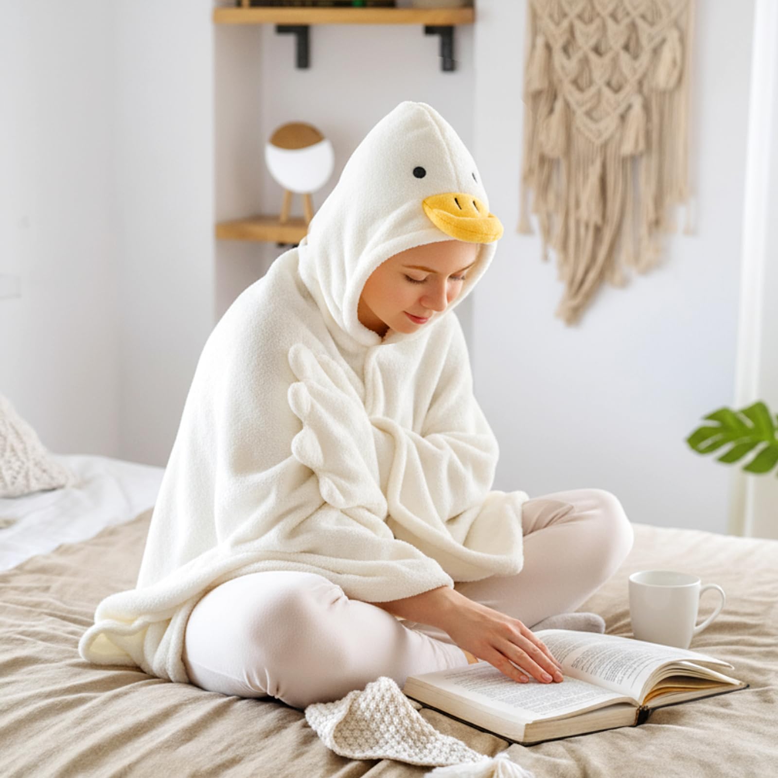 Peryiter Goose Wearable Blanket Hoodie: Goose Gift for Adults Oversize Cozy Flannel Wrap Throw for Women Men