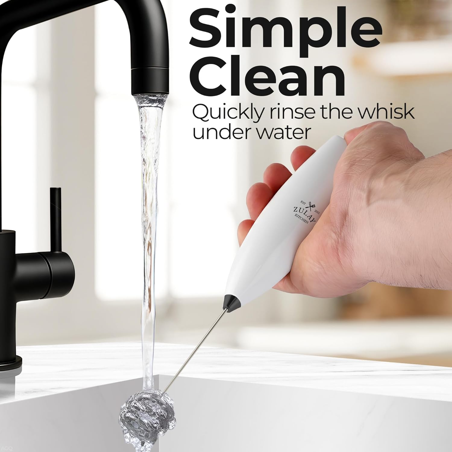 Zulay Kitchen Tornado Triple Whisk Milk Frother - Handheld Foam Maker for Coffee & Lattes | Includes 4 Duracell Batteries - White & Black