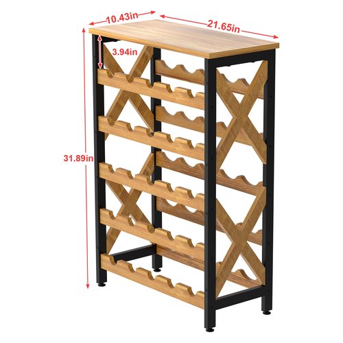 LUMAMU 25 Bottle Wine Rack Freestanding Floor Rustic Wine Holder Stand 5 Tier Wobble-Free Tall Wine Racks Wine Large Display Storage Shelf for Cellar Kitchen 21.6''L x 10.6''W x 31.8''H