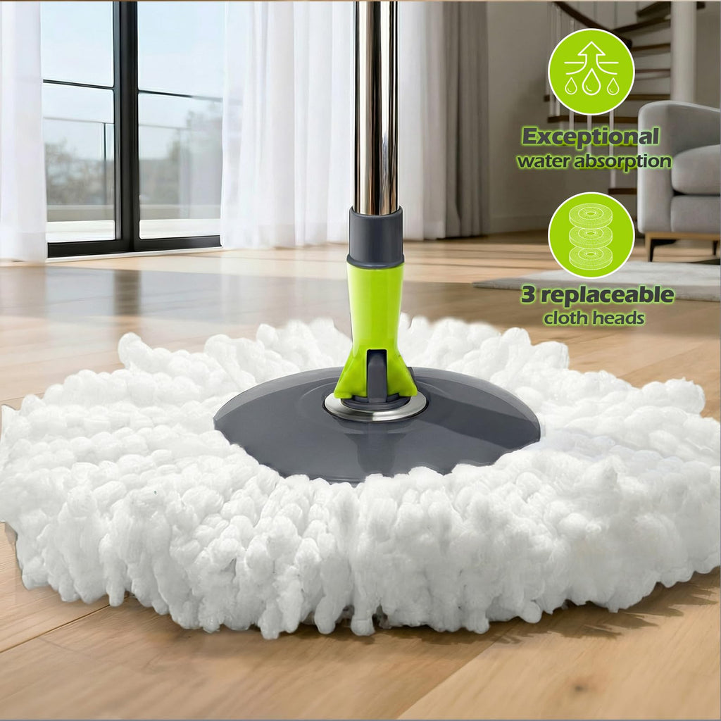 Spin Mop Bucket System,Masthome Pedal Spin Mop and Bucket with Wringer Set,EasyWring Microfiber Mop with 3 Mop Pads,360°Spinning Floor Cleaning System - Home & Office Suitable