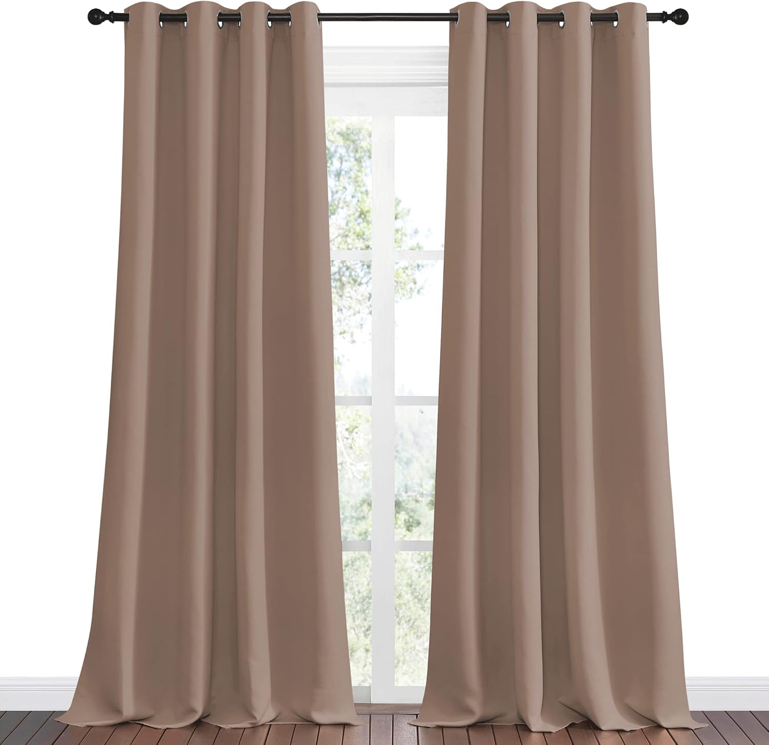 NICETOWN Blackout Curtains - Thermal Insulated Drapes Set of 2 | 55 x 120 Inch, Cappuccino