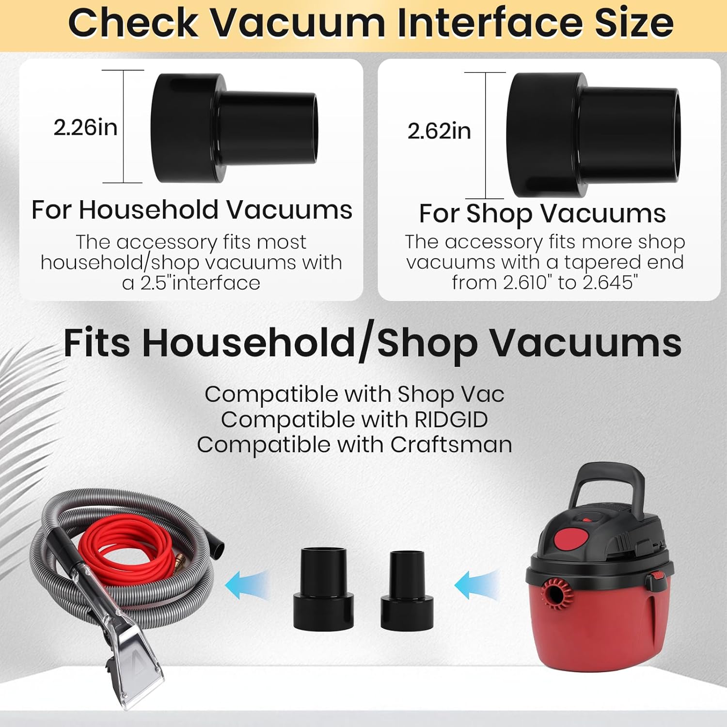 Skiennix Hard Bristle Brush Kit - Upgrade Your Shop Vac with 10FT Hose & 25FT Water Pipe | 2-Year Warranty