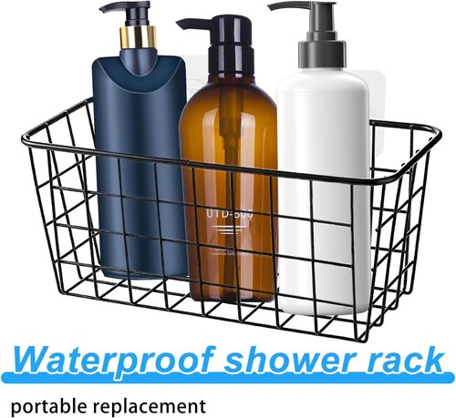 Lasuroa Shower Caddy Adhesive Replacement - 14 Pcs Waterproof No-Drill Hooks for Bathroom & Kitchen