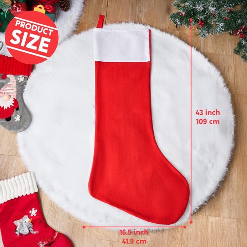 JOYIN 43" Jumbo Christmas Stockings, Soft Giant Xmas Decor, Personalized Red Christmas Felt Stockings for Kids Adults Family Xmas Party Decorations Gifts