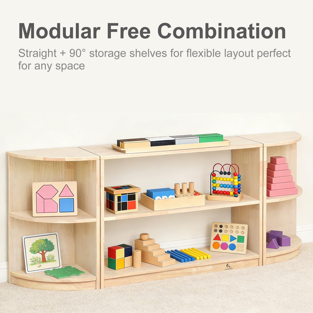 KRAND Corner Montessori Shelf 3-Tier Storage Bookcase – Kids Organizer for Toys, Books, Arts & Crafts Supplies, Ideal Toddler Furniture for Nursery, Preschool & Daycare