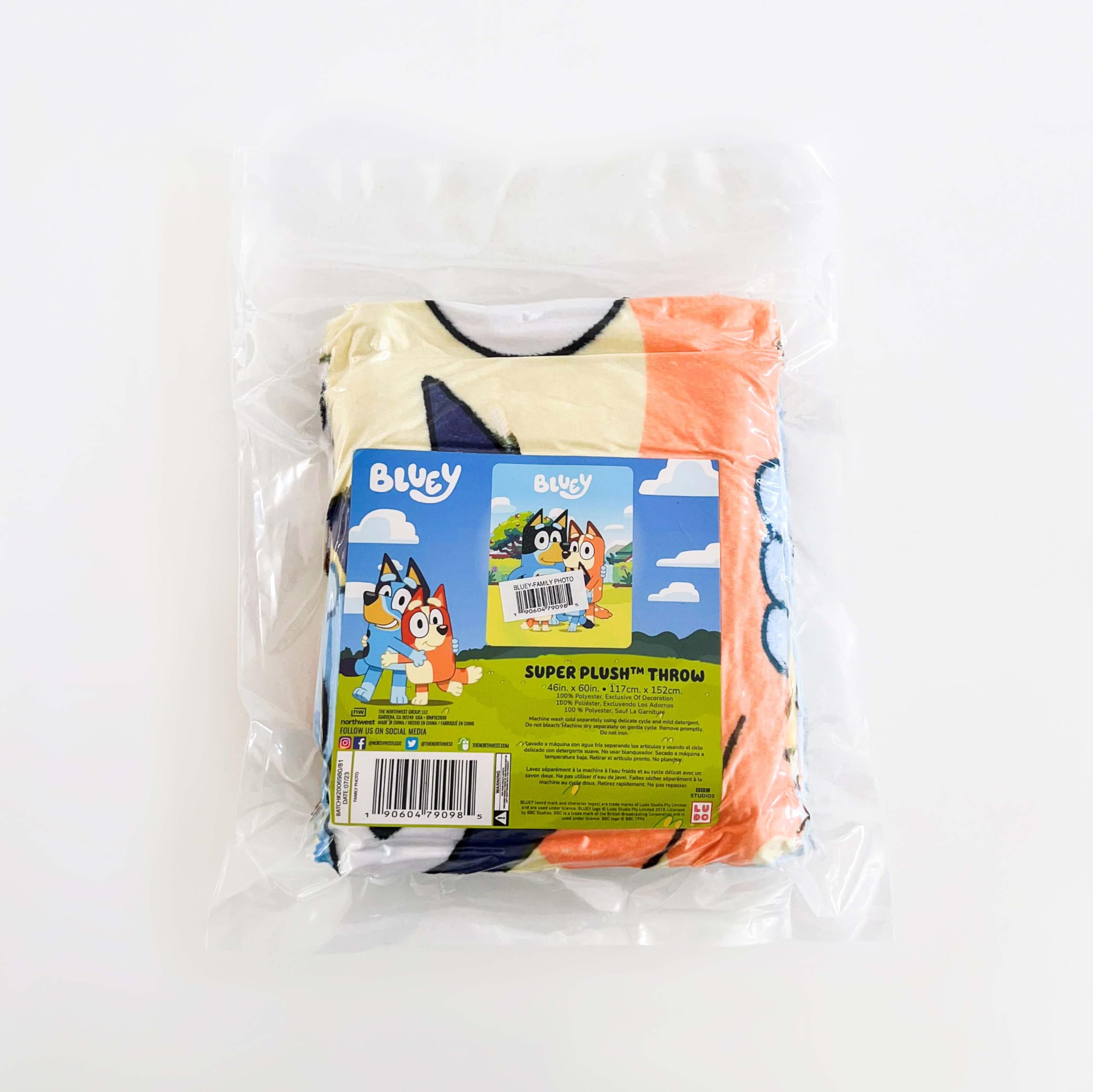 Northwest Bluey Micro Raschel Throw Blanket, 46" x 60", Family Photo