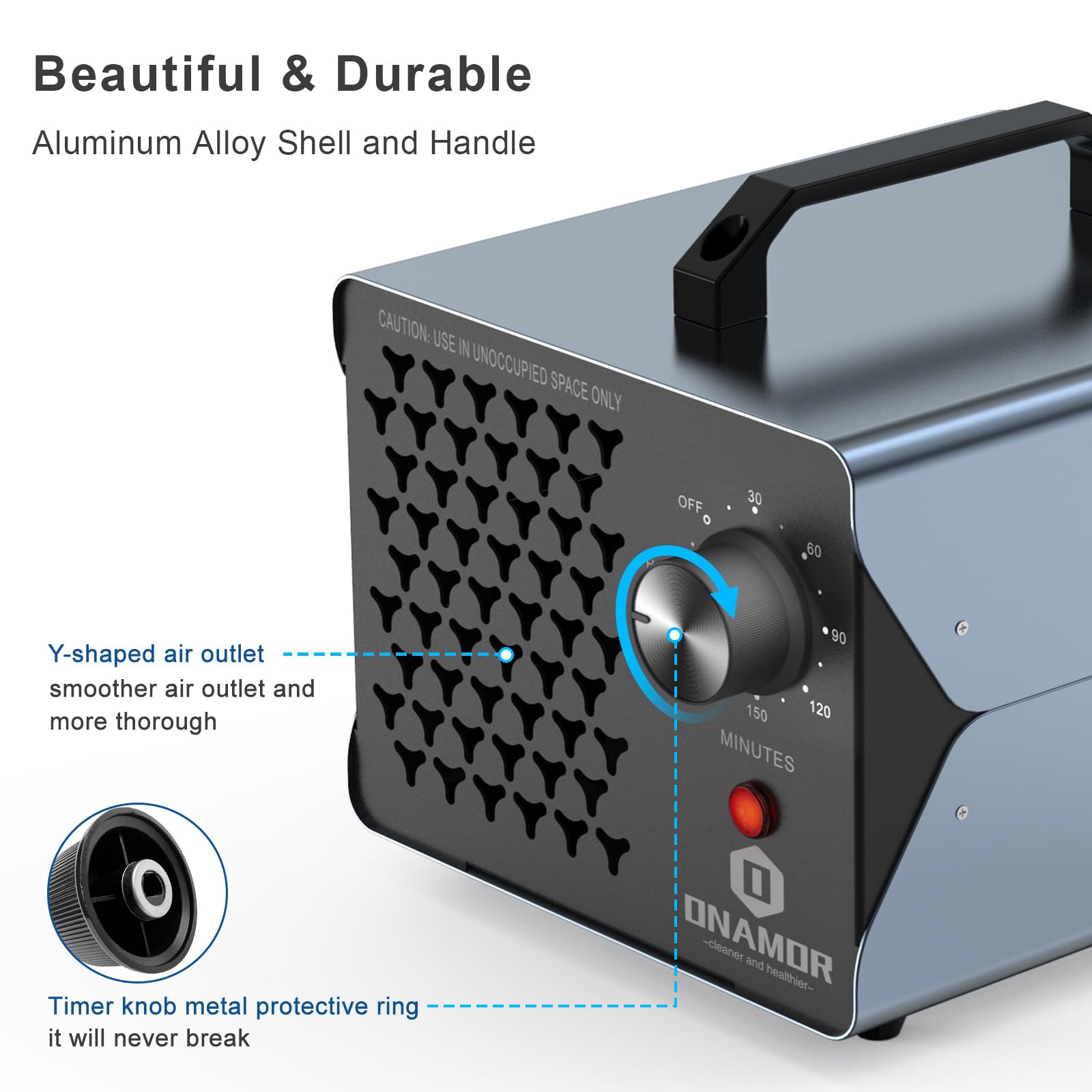 ONAMOR Ozone Generator 88,000mg - Ozone Machine for Home, Smoke, Car, and Pet Room. (Suitable for Area of 7,000 Square Feet) - Blue
