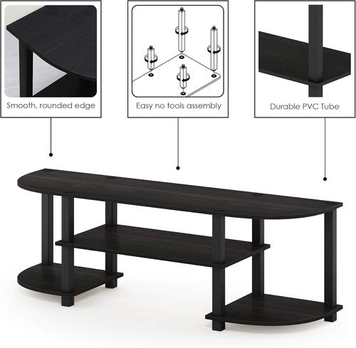Furinno Wide TV Entertainment Center - Stylish Espresso & Black Finish | Modern Design