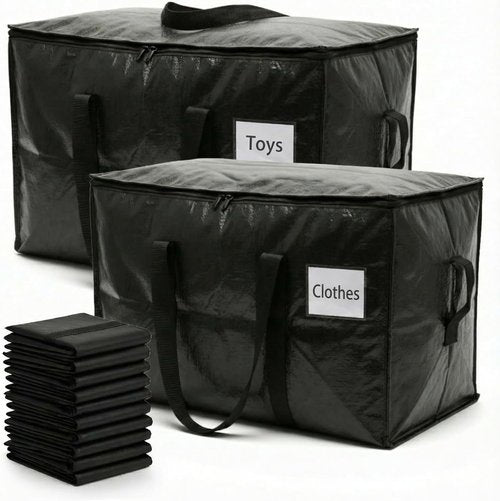 HOLDN’ STORAGE Extra Large Moving Bags - 10-Pack Heavy-Duty Reusable Totes with Zipper Lids | 30 & 45 Gallon