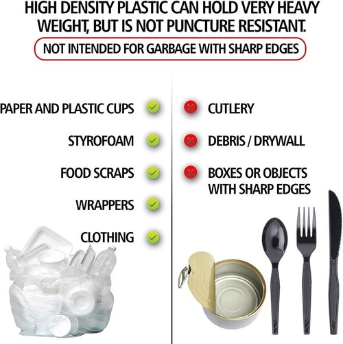 Aluf Plastics High Density Trash Bags - 10 Gallon, 1000 Count, 6 Micron, Clear | Ideal for Office & Industrial Use