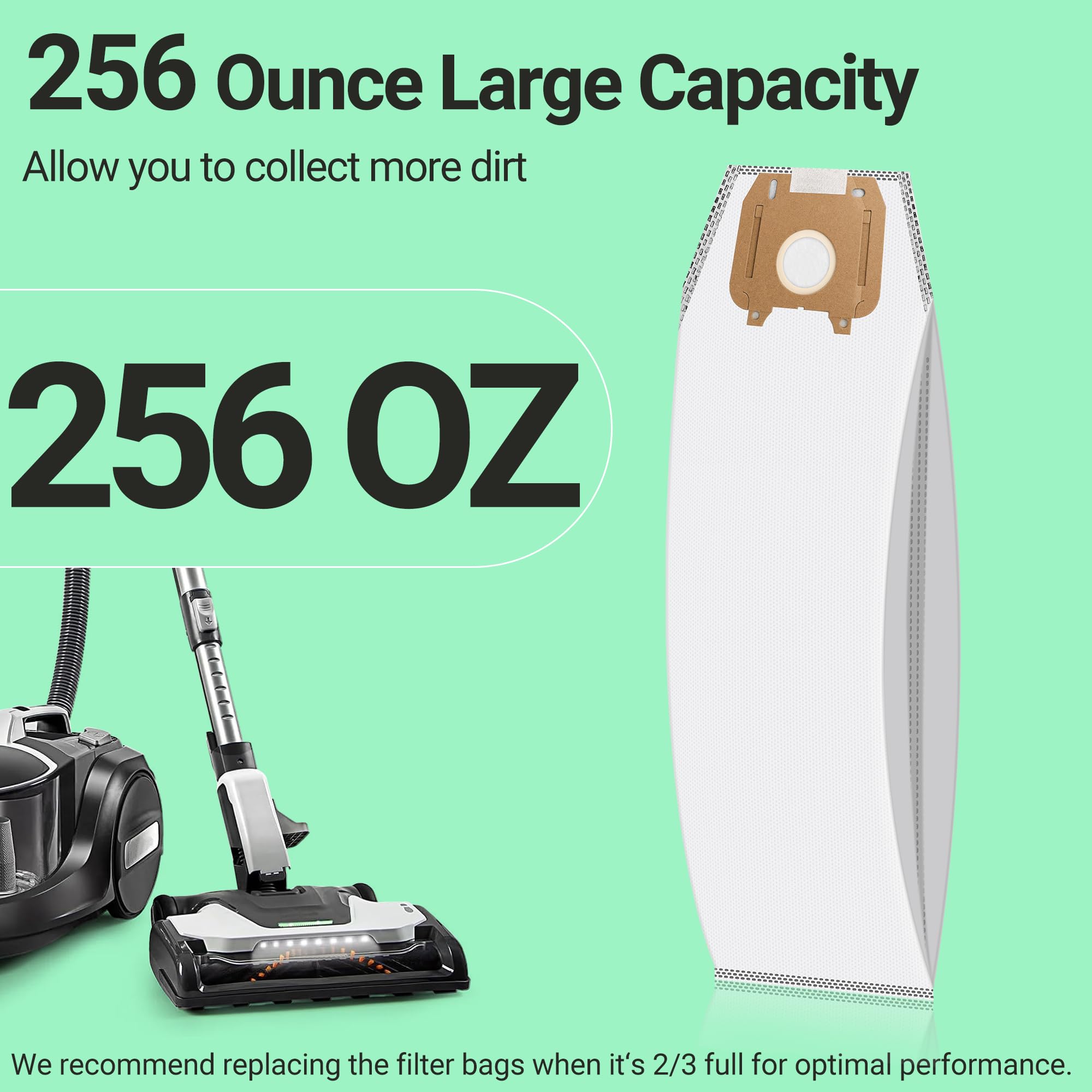 6 Pack Type LW HEPA Vacuum Cleaner Bags Compatible with Oreck Magnesium Upright Vacuum, Part # LWPK6OH LWPK25OH, LWPK3OH, Odor Fighting vavuum cleaner bags by PETOX, White