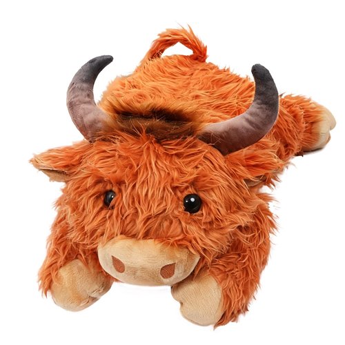 Ecolley Weighted Highland Cow Stuffed Animals for Kids Cuddle Animals Plush Toy for Teens Adults Large Brown Kawaii Plushies Pillow with Soft Fur (20" 3.5 Pound)