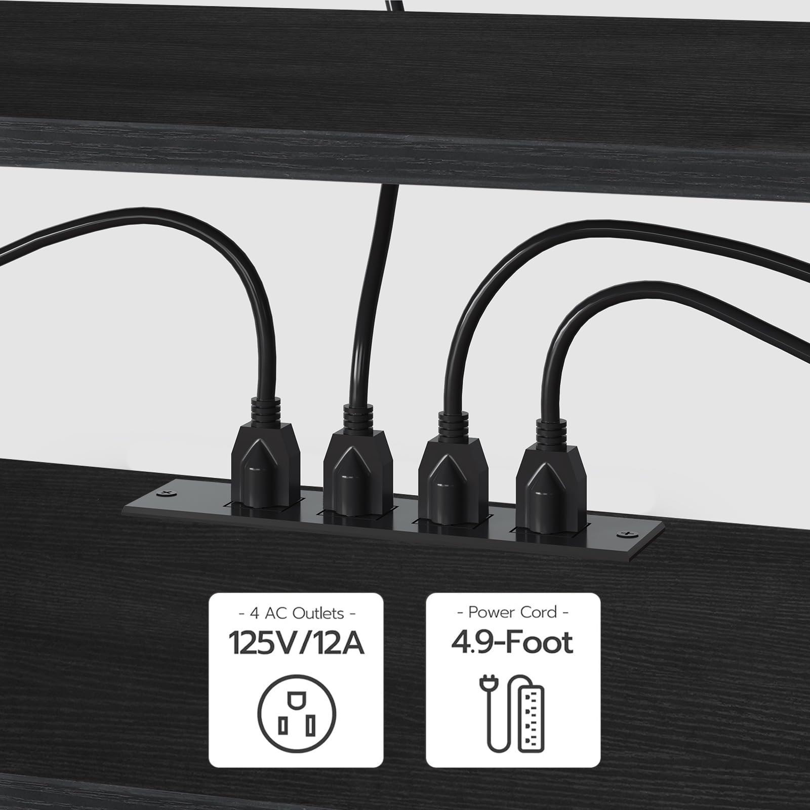 HOOBRO TV Stand with Power Outlets to 75 Inches, TV Console Table with Open Storage Shelves Cabinet, Industrial Media Entertainment Center for Living Room Bedroom, Black BB80DS01