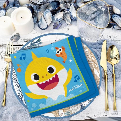 Baby Shark Luncheon Napkins, 6.5" (16-Pack) - Adorable Table Accessory, Perfect for Kids' Parties & Celebrations