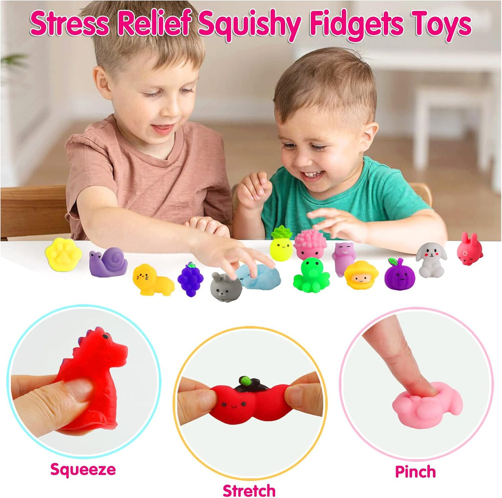Skiennix Kawaii Squishies - 100 Pcs Mochi Stress Relief Toys for Kids | Perfect Party Favors & Classroom Prizes