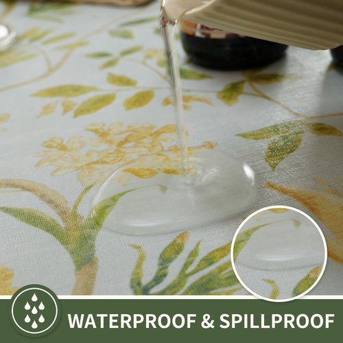 HOMOHEINI Rectangle Table Cloth,100% Waterproof Tablecloth Oil Proof Spill Proof Vinyl Table Cloth, Wipe Clean Plastic Table Cover for Dining, Camping, Indoor and Outdoor 54" x 78",Leaves