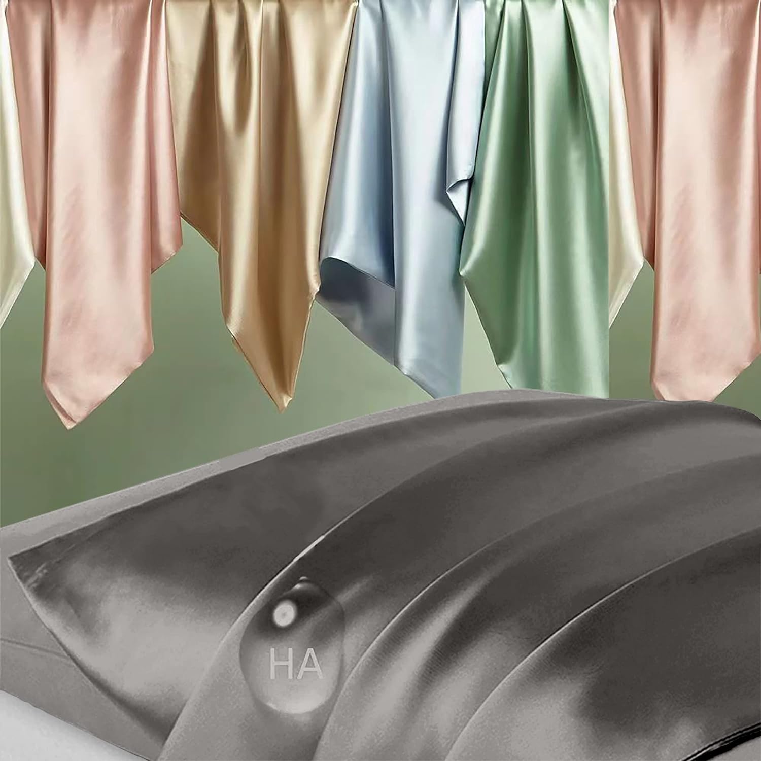 Skiennix Mulberry Silk Pillowcase - Anti-Acne Cooling King Size Cover | Dark Gray, Hidden Zipper