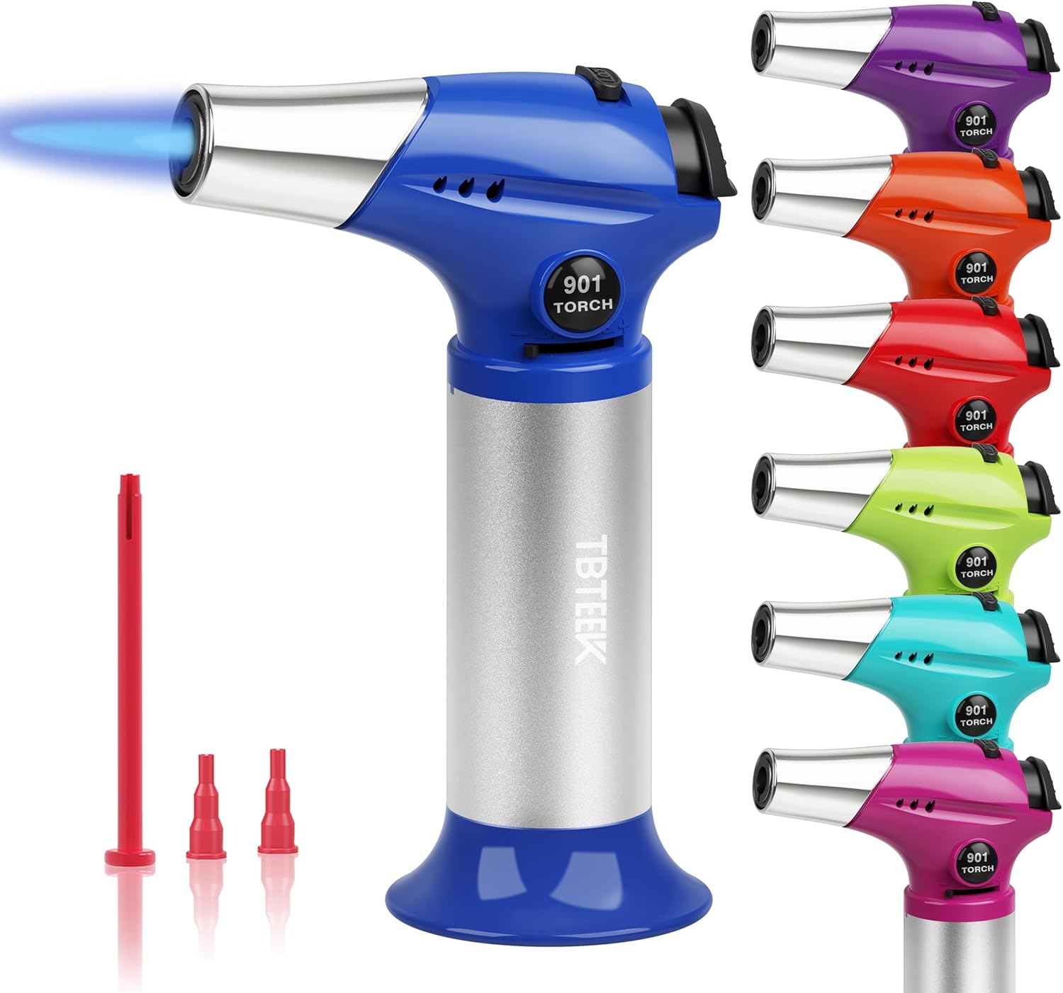TBTEEK Butane Torch T901 - Adjustable Flame Kitchen Torch with Safety Lock for Cooking & Baking | Blue
