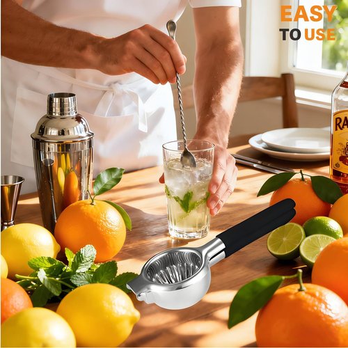 iStarcas Stainless Steel Lemon Squeezer, Manual Citrus Juicer with Non-Slip Handles, 304 Grade Steel Large Manual Lemon Press Juicer, Ergonomic Design Handheld Lime Squeezer Fruit Juicer