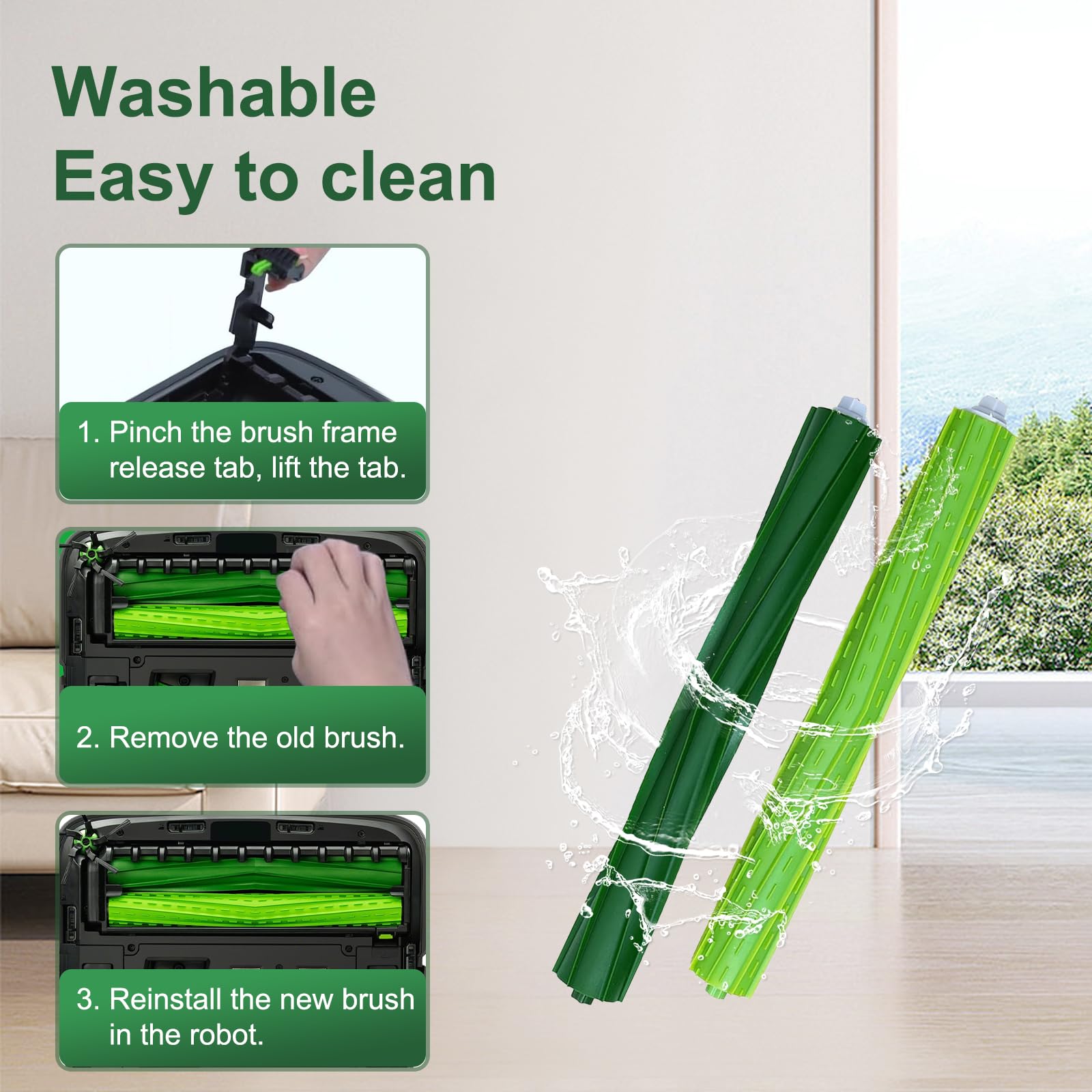 Chrostion 4 Set s9 Main Rubber Brush Replacement Accessories for iRobot Roomba s9 (9150) s9+ s9 Plus (9550) s Series Vacuum Cleaner
