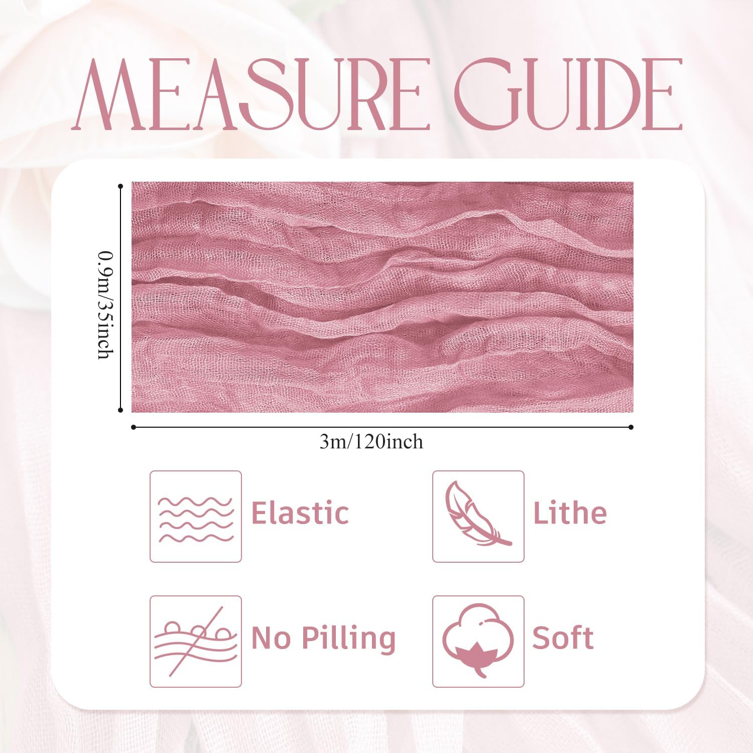 Wokceer Cheesecloth Table Runner - 10FT Pink Boho Gauze | 6-Pack Rustic Sheer Decor for Parties & Events