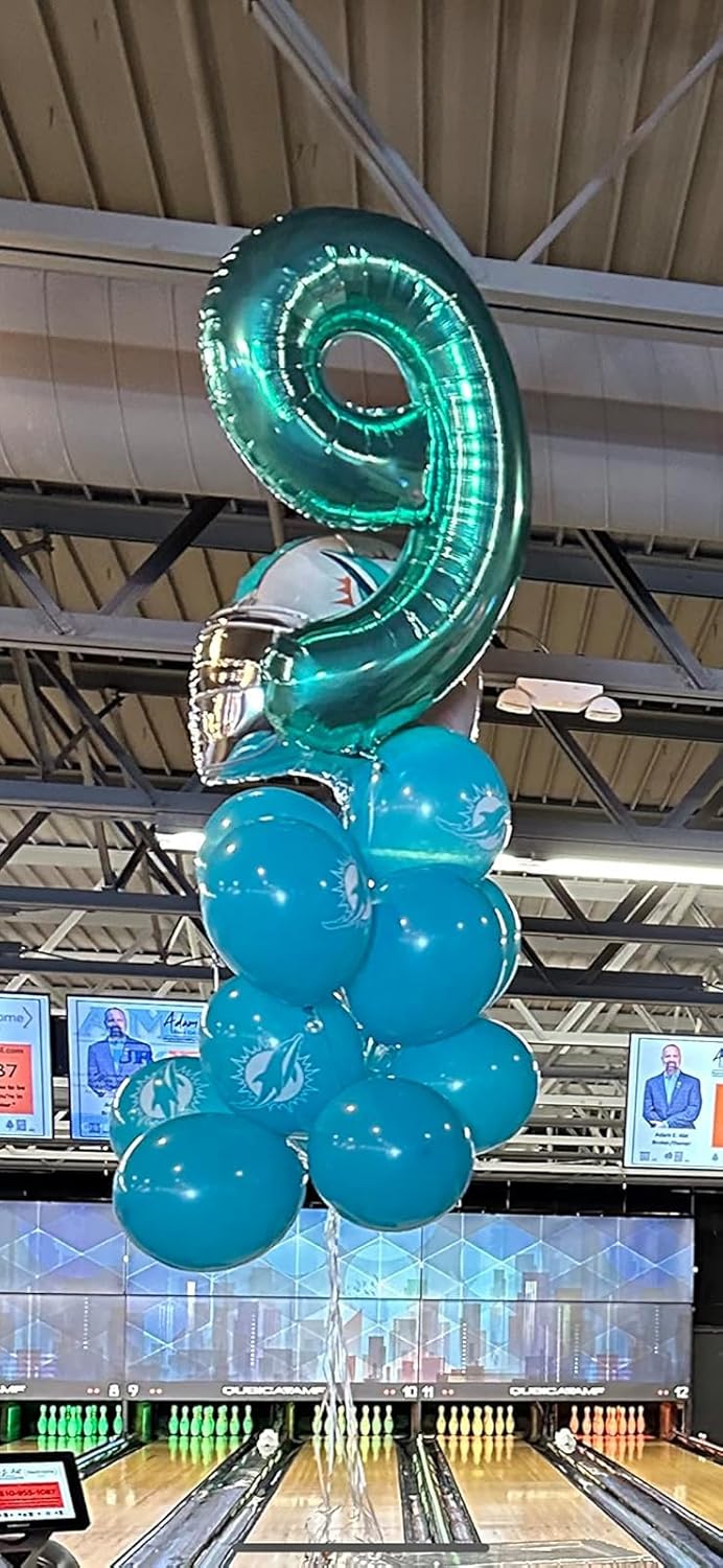 40 Inch Blue-Green Number 9 Balloon - Perfect for Birthday Parties, Engagements & Graduations