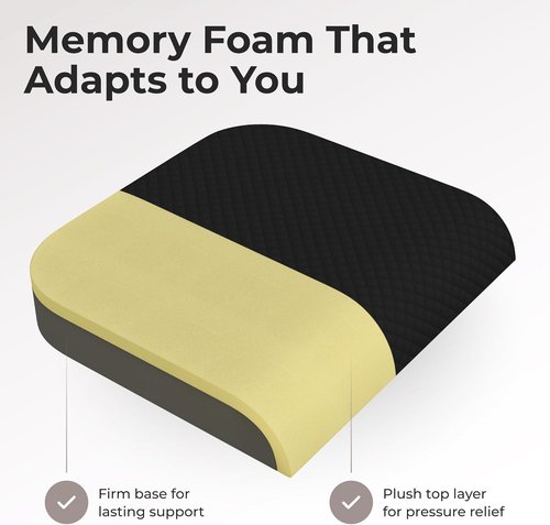 Kölbs Extra Large Seat Cushion - Plush Velvet Cover | X-Large Memory Foam for Back Pain Relief