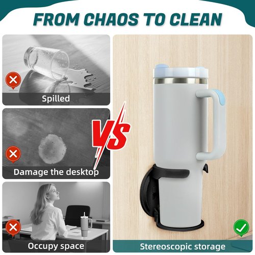 Water Bottle Holder Compatible with Stanley, Hydroflask, Sinple Midern, Stable and Durablee Wall Cup Holder, Space Saving Water Bottle Organizer Storage for Drinks and Coffee