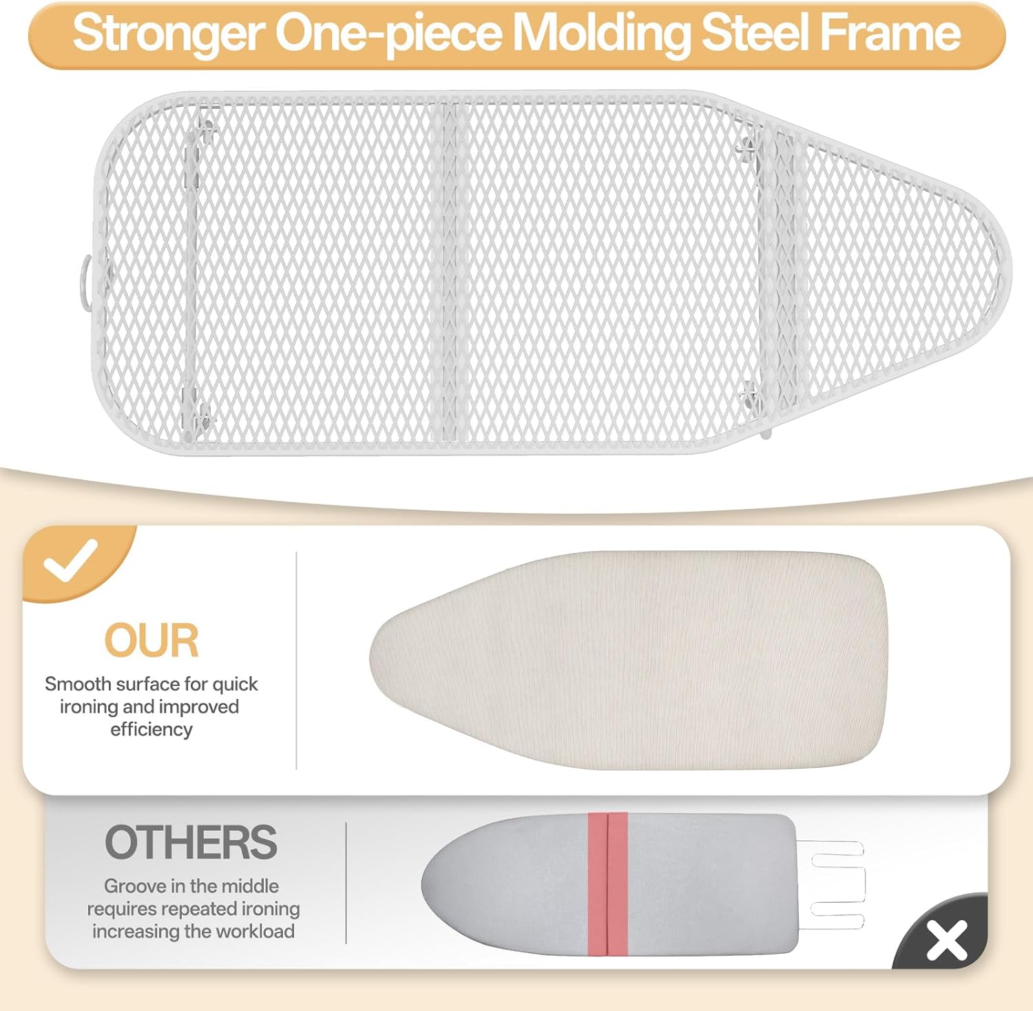 Skiennix Compact Ironing Board - Heat Resistant Cover & Metal Mesh Frame | 12x30 Inches, Cream White