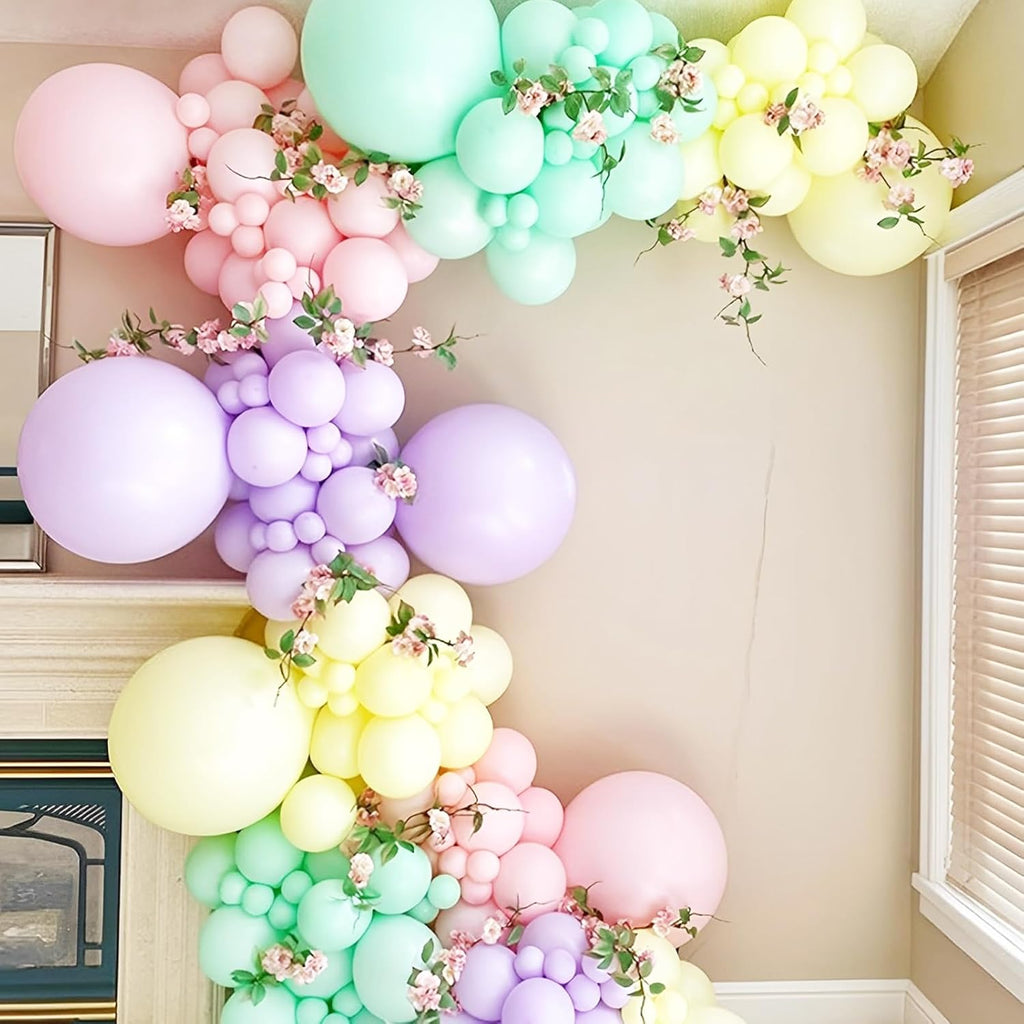 Voircoloria 130pcs Pastel Latex Balloon Garland Kit - Macaron Colors for Birthday, Baby Shower & More