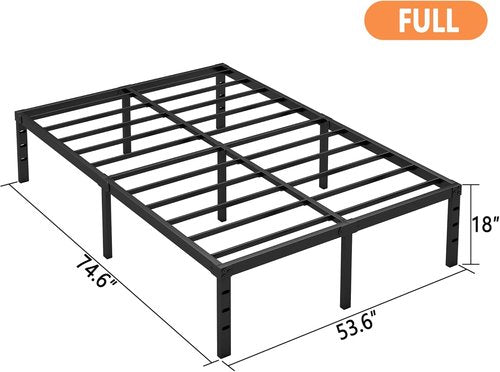 Hafenpo 18 Inch Full Bed Frame - Sturdy Metal Platform, No Box Spring Needed, Easy Assembly | Heavy Duty Black
