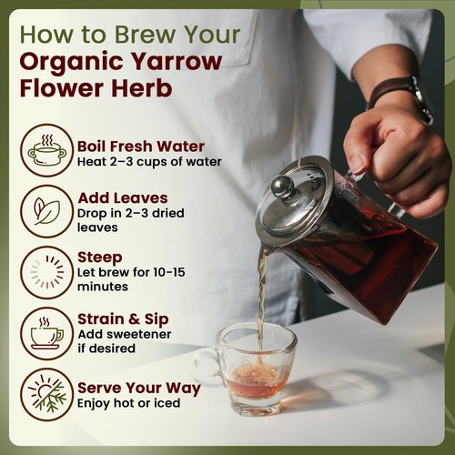 Organic Way Yarrow Flower Cut & Sifted (Achillea millefolium) - Herbal Tea | European Wild-Harvest | Kosher & USDA Certified | Vegan, Non-GMO & Gluten Free | 100% Raw from Albania (1LBS / 16Oz.)