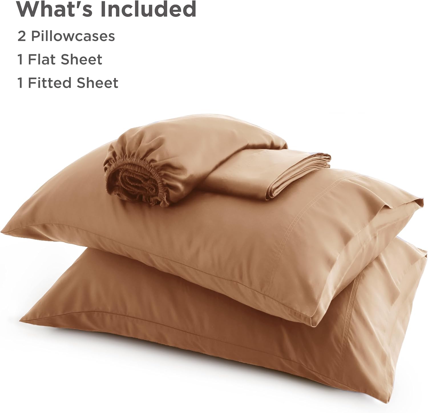 Bedsure Cooling California King Sheet Set - Breathable Rayon from Bamboo, Deep Pocket, Soft & Silky, Khaki