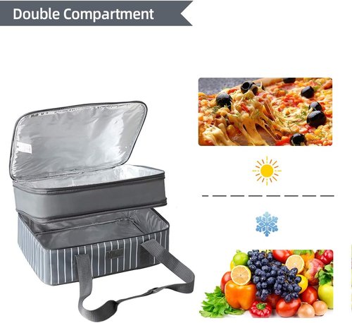 FE FUN ELEMENTS Casserole Carrier - Expandable Insulated Design for Hot or Cold Food | Fits 9" x 13" Dish, Grey