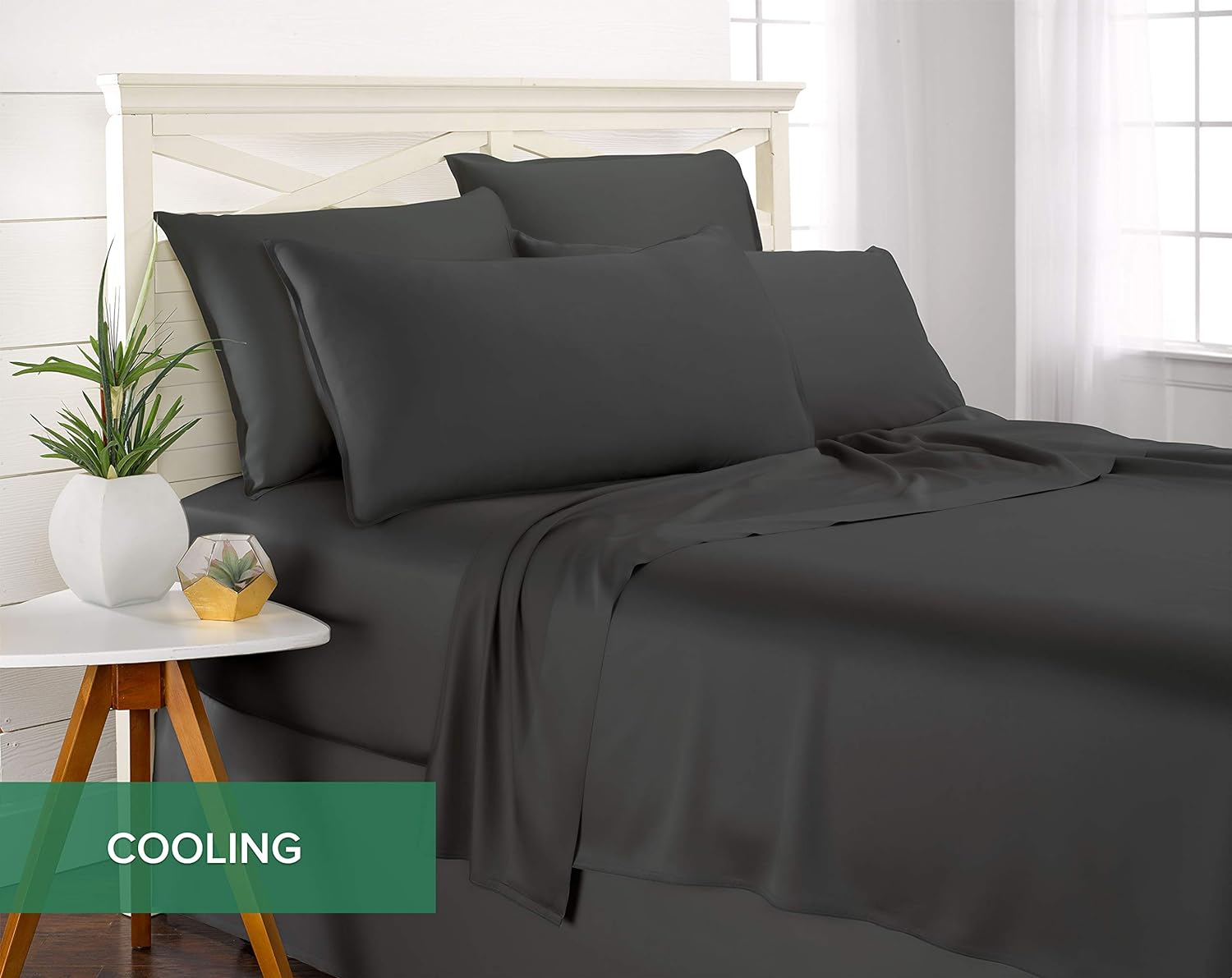 Pure Bamboo King Sheets - Luxuriously Soft & Cooling 100% Organic Viscose Bed Sheet Set | Charcoal, 2-Year Quality Promise