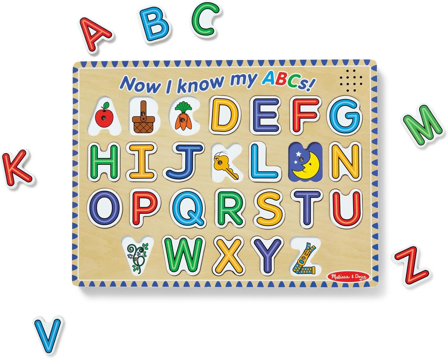 Melissa & Doug Wooden Alphabet Sound Puzzle - Engaging 26-Piece Puzzle with Sound Effects - FSC Certified