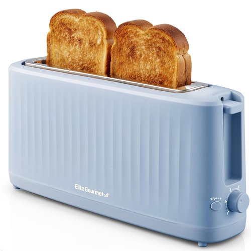 Elite Gourmet ECT2517OX SLIMTOAST™ 2-Slice, Long Slot Toaster, Cool-touch Body, 6 Toast Settings & Cancel Function, Extra Wide 1.5” Slot Easily Fits Bread, English Muffins, Bagels & Waffle, Ocean Blue