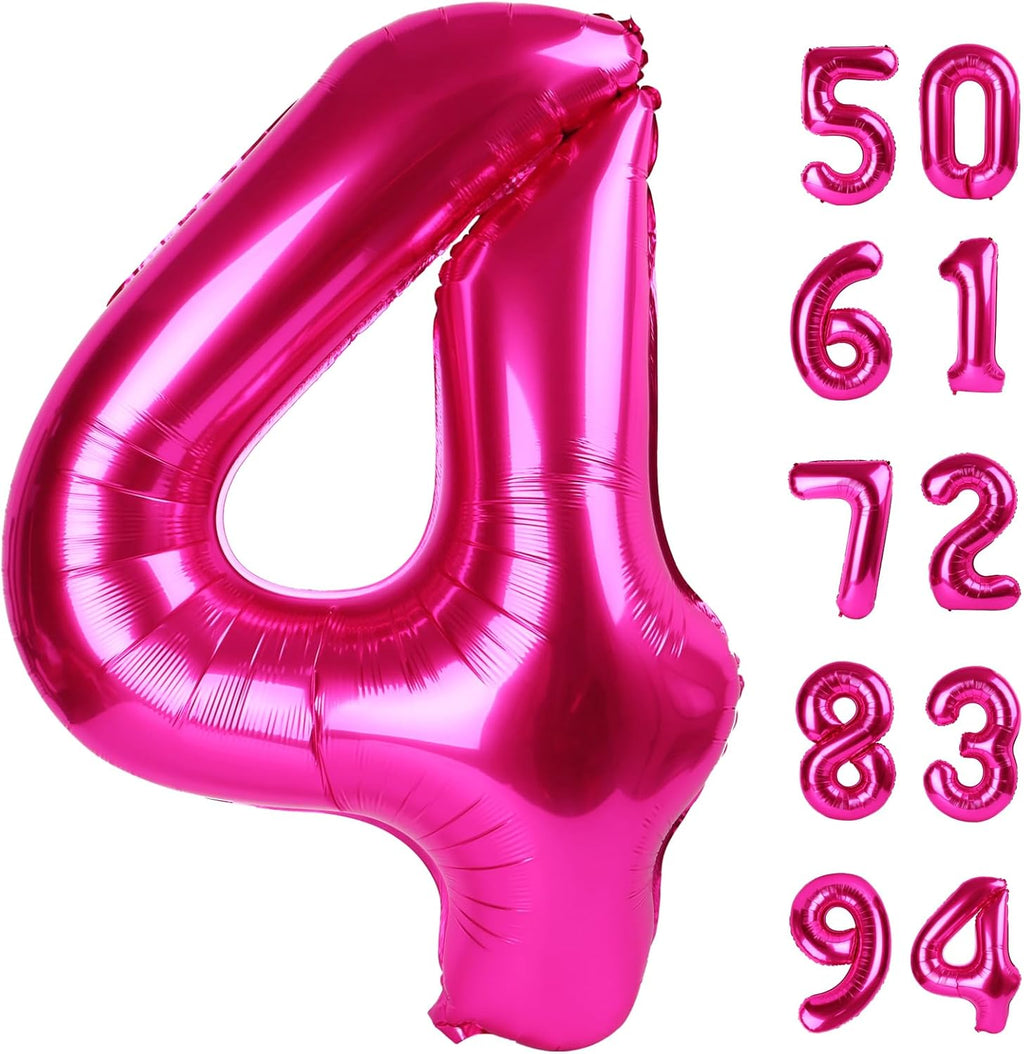 Number 4 Balloon - Hot Pink 40 Inch Birthday Decoration for Girls | Large 4th Birthday Party Decor