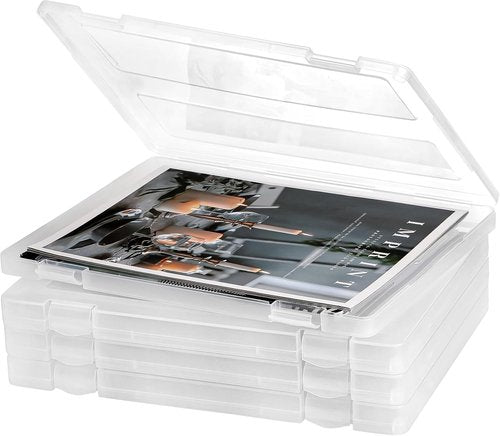 Hiceeden 4 Pack Plastic Project Case - Slim Document Holder for 8.5"x11" Files | Transparent Scrapbook Storage