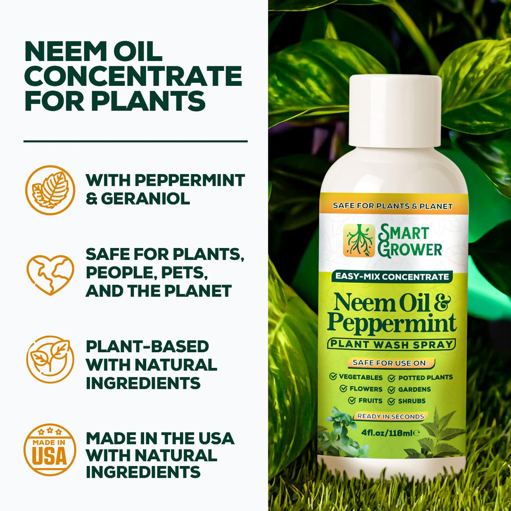 Neem Oil Spray for Plants by [Brand Name] - Peppermint Oil Formula for Indoor & Outdoor Use | 4 oz Concentrate Makes 1/2 Gallon RTU