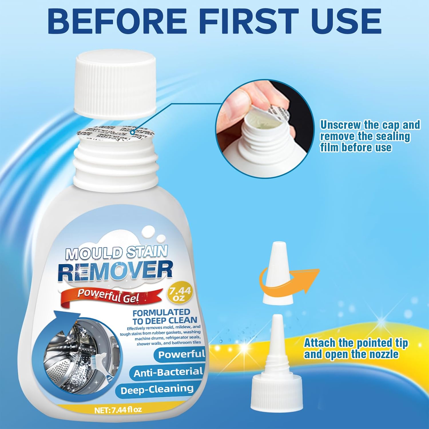 Skiennix Mold Stain Remover Gel - 7.44oz Effective Cleaner for Grout, Tile, and Bathroom Surfaces