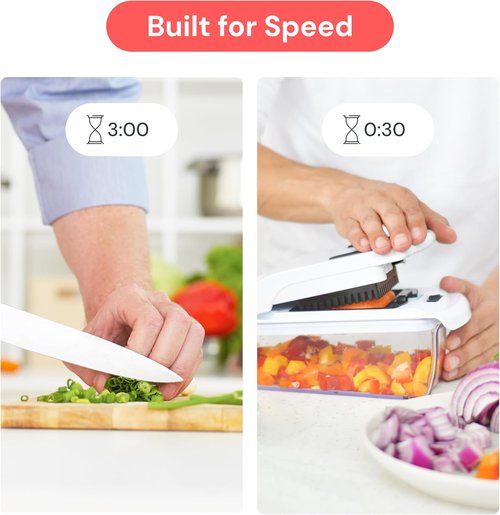 Fullstar Pro Chopper - 4-in-1 Vegetable Chopper & Spiralizer with Container | Essential Kitchen Gadget (White)