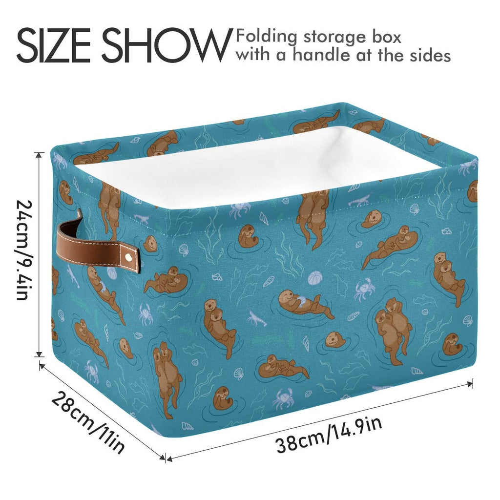 Storage Basket Cube Sea Animal Otter Coral Large Collapsible Toys Storage Box Bin Laundry Organizer for Closet Shelf Nursery Kids Bedroom,15x11x9.5 in,1 Pack