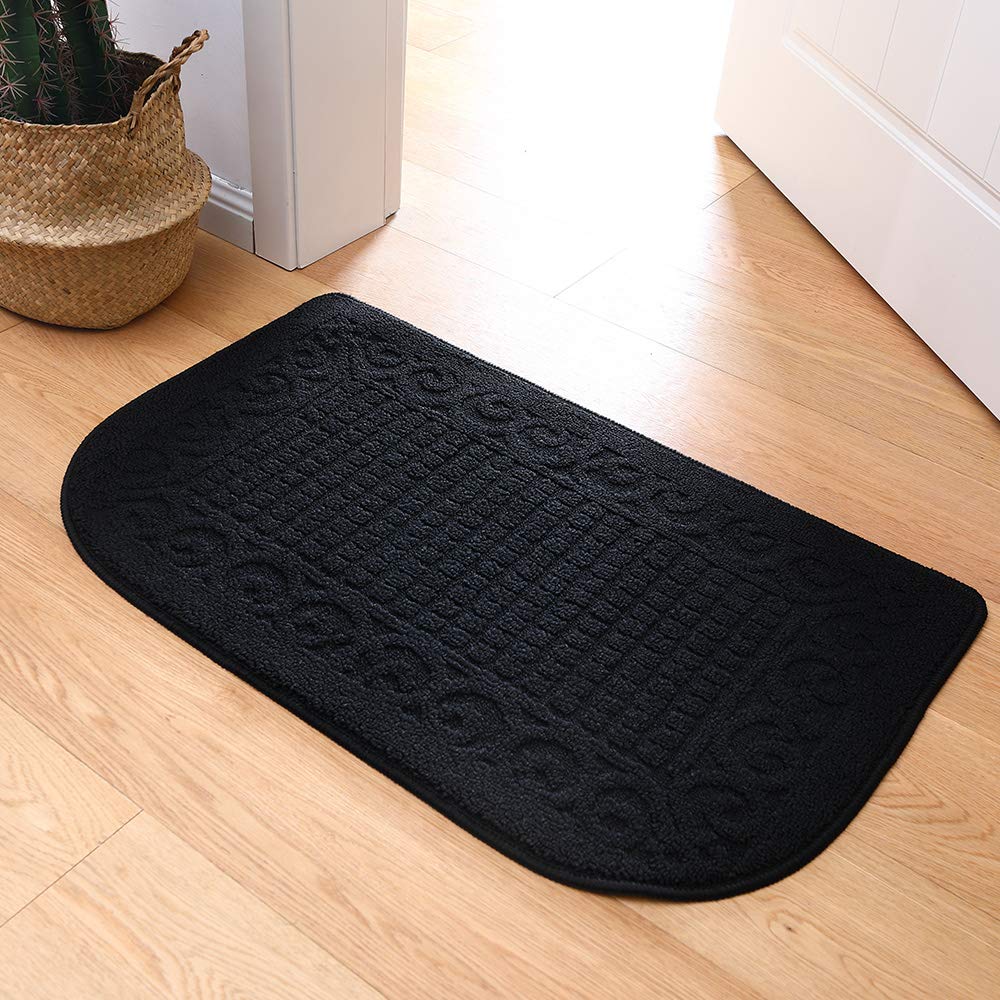 COSY HOMEER 32X20 Inch Anti Fatigue Kitchen Rug Mats are Made of 100% Polypropylene Half Round Rug Cushion Specialized in Anti Slippery and Machine Washable Black(3 pcs)
