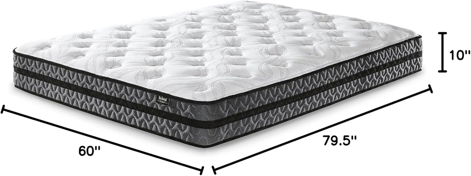 Signature Design by Ashley 10-Inch Hybrid Gel Memory Foam Mattress - Pressure Relief & Lumbar Support, Queen