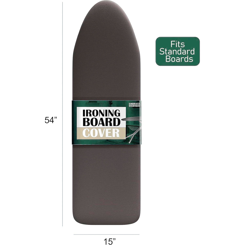 Hearth & Harbor Ironing Board Cover and Pad 15x54 Full Size, Thick Heavy Duty Scorch Resistant Padding Elastic Edge Hook & Loop Fastener, Iron Board Cover with Padding, Grey