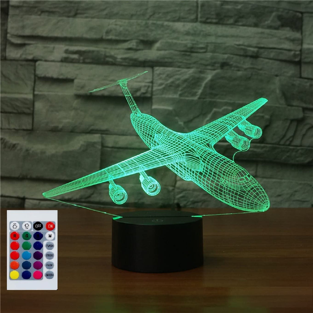SUPERHONGJIHAO 3D Airplane Night Light Aircraft Led Table Lamp with Remote Control 16 Color Changing Xmas Birthday Gift